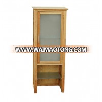 Nordic solid oiled walnut wood Bathroom storage cupboard with one glass door