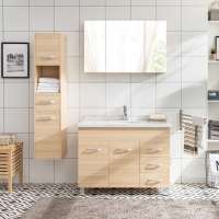 Modern Washroom Basin Vanity With Tall Storage Cupboard Bathroom Furniture