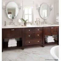 Luxury solid wood bathroom cabinet double basin with shelf