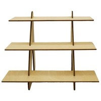 Hot sale 3 tier shelf organizer craft booth display product display wide portable collapsible wooden shelf