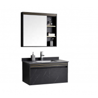 Popular New Design Plywood Bath vanity Furniture Set with Sintered Stone Countertop Basin and Mirror