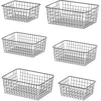 Small Wired Metal Storage Organizer Bin Baskets with Handles for Kitchen Bathroom Pantry Cabinets-black